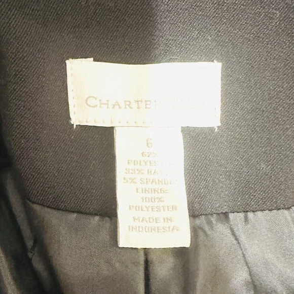 CHARTER CLUB Women Long Sleeve Button Down Collared Black Career Jacket Size 6 - Picture 12 of 13